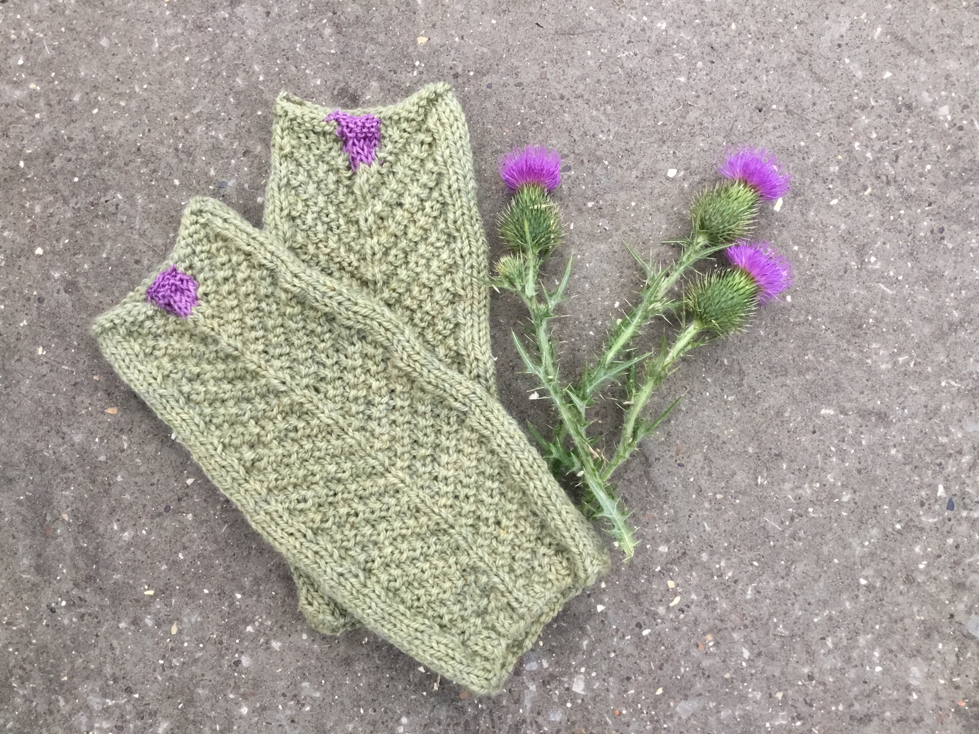 Thistles Arm Warmers. DK Knitting Pattern