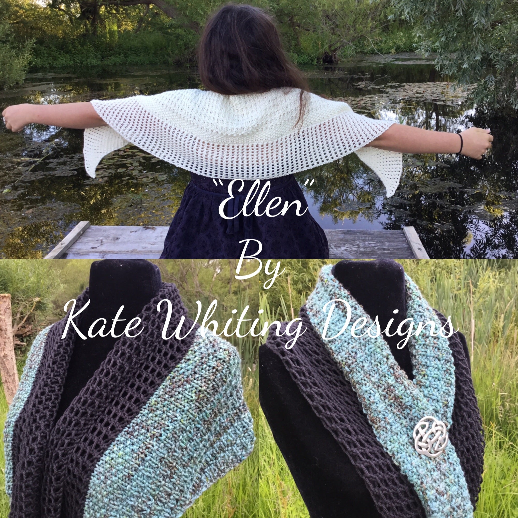 Ellen Shawl. Aran and DK Knitting Pattern