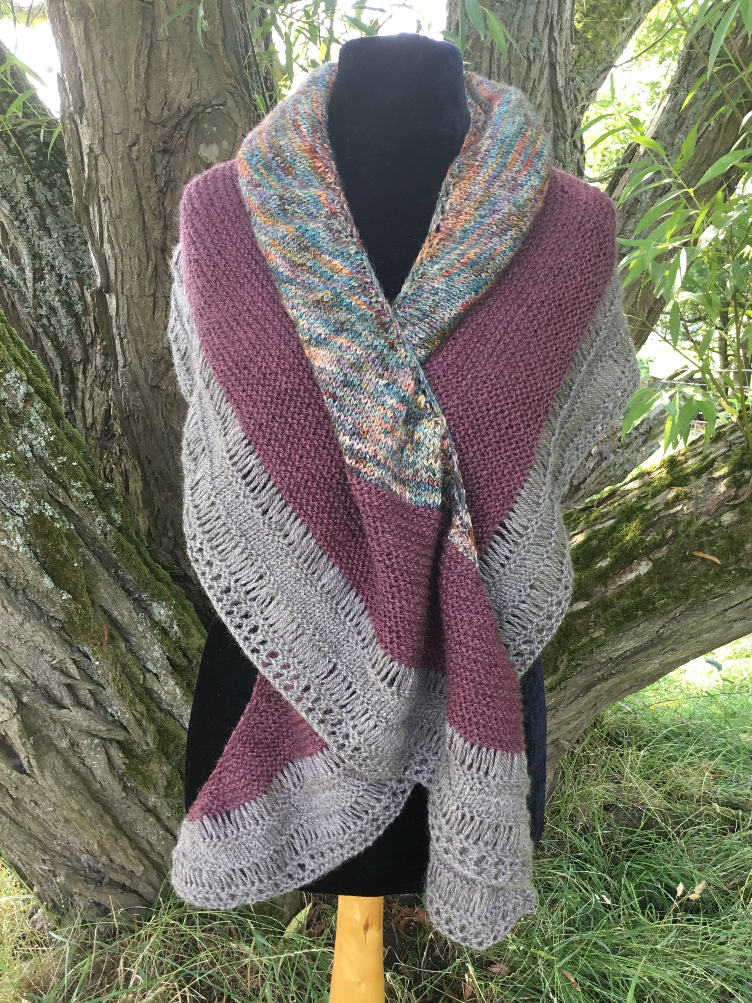 Self Worth Shawl. Aran and DK Knitting Pattern