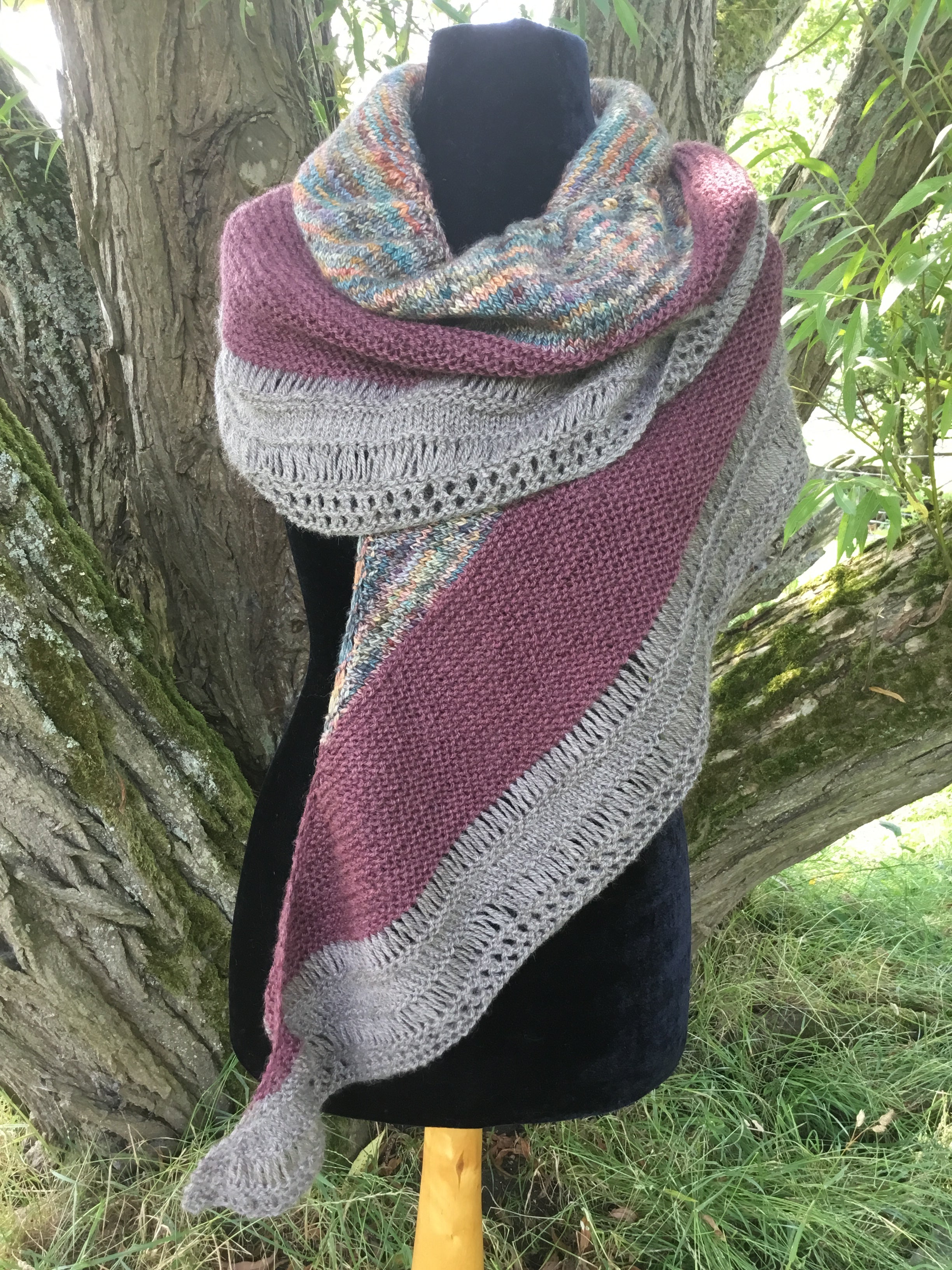Self Worth Shawl. Aran and DK Knitting Pattern