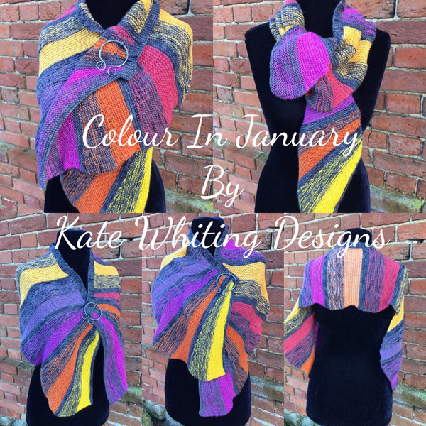 Colour In January Shawl. DK and 4ply Knitting Pattern – Kate Whiting ...