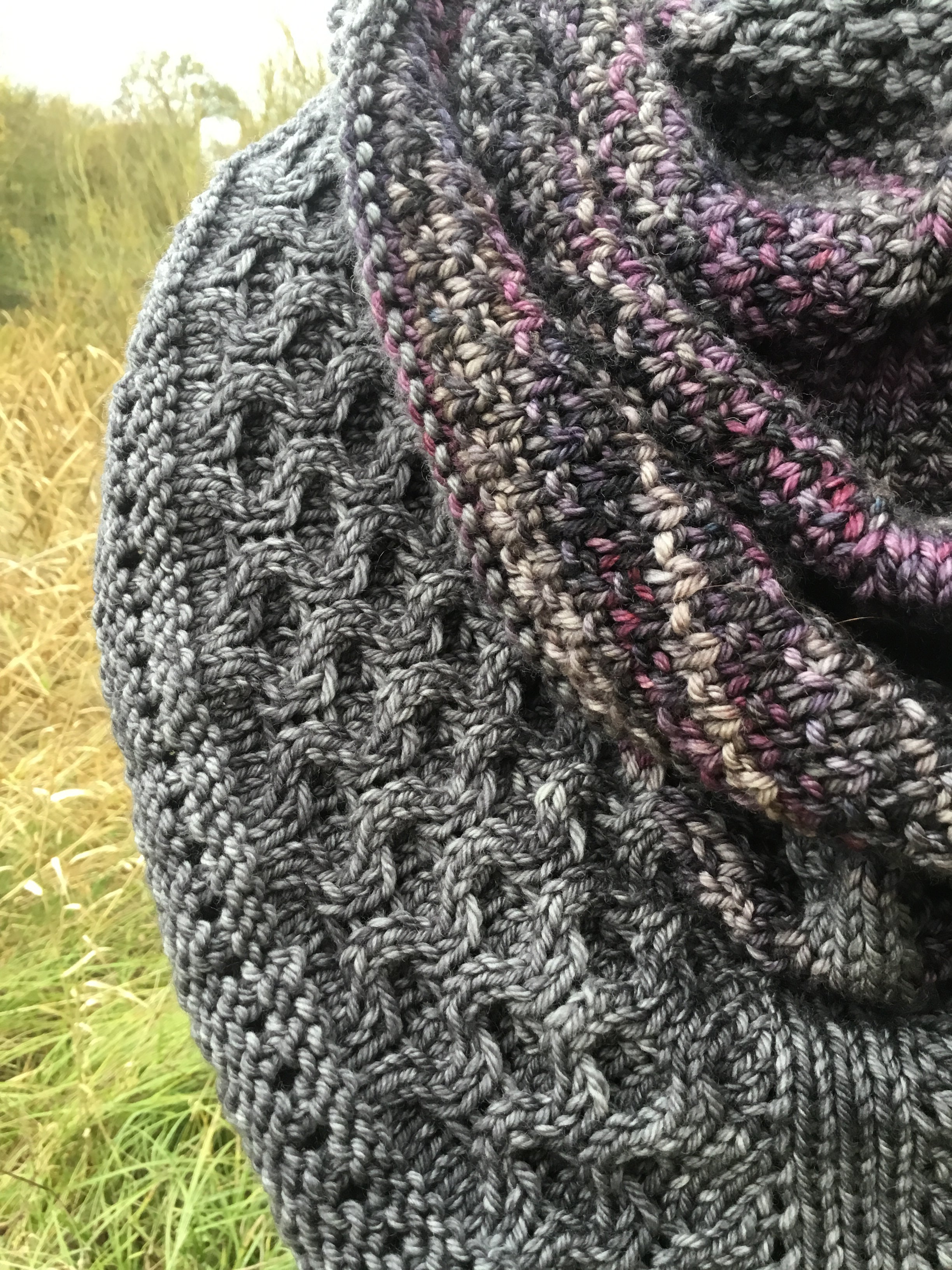 Bees On Heather Shawl. DK Knitting Pattern